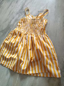 jacket with Yellow &amp; White Striped Button-Up Dress