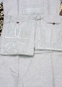 Kurti Grey 1 mirror &amp; Embroidery work/fancy/