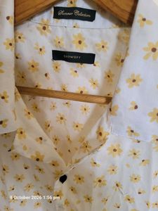 Men's White Floral Print Casual Shirt