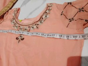 Peach Embroidered Anarkali Gown with Dupatta
