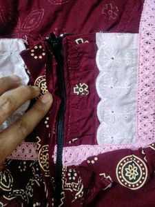 Maroon Printed Nightgown for Women