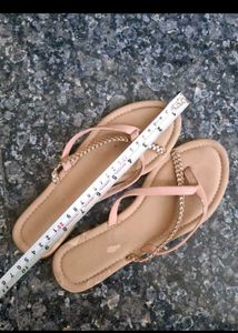 Women's Pink Chain Detail Flip Flops
