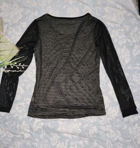Sheer Striped Long Sleeve Top