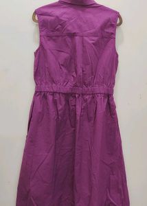 Sleeveless Purple Button-Up Dress