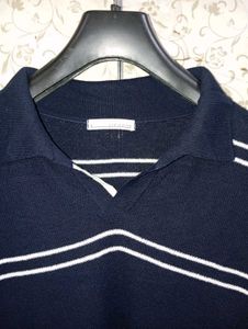 LYDIAVINE Men's knitted Striped Polo Shirt