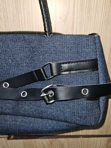 Denim Shoulder Bag with Teddy Charm