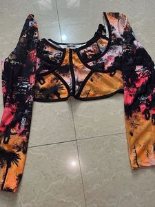 Unique Graphic Print Corset Top