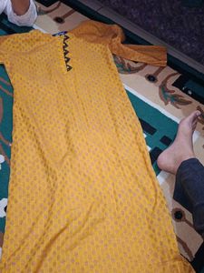 Yellow Textured Kurta