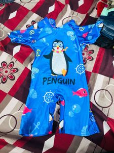 Cute Penguin Swimsuit with Cap