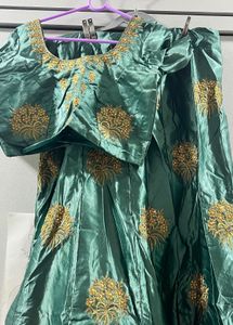 Emerald Green Embroidered Lehenga Choli Set
