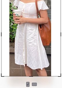 White Off-Shoulder Dress Linen