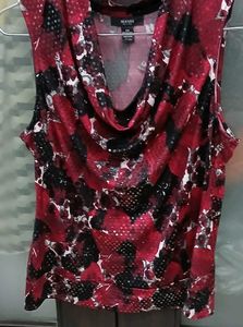 Alfani Women's Red Black Floral Sleeveless Top