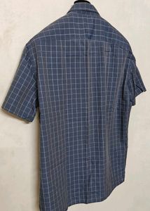 BOSS Men's Blue Checkered Short Sleeve Shirt