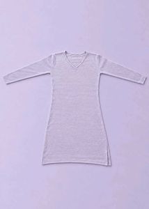 LIGHT GREY LAVENDER V-NECK LONG SLEEVE BODYCON