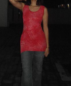 Sparkly Red Asymmetrical Tunic Top