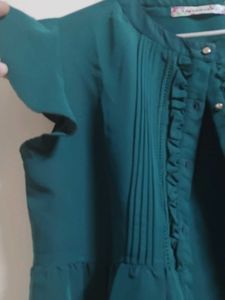 Chic Teal Ruffle Sleeve Top