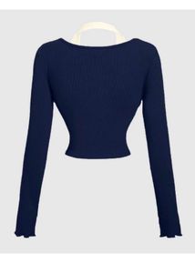 Navy &amp; Cream Layered Top, 2 in 1 halter neck