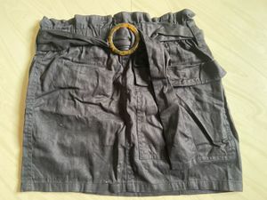 Chic Black Paperbag Waist Skirt