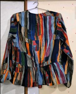 Colorful Striped Peplum Top 🎊
