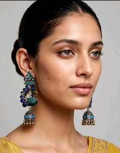 Peacock Design Jhumka Earrings with bracelet