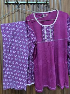 Purple Bow Print Pajama Set