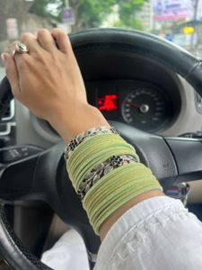 Green &amp; Silver Bangle Set