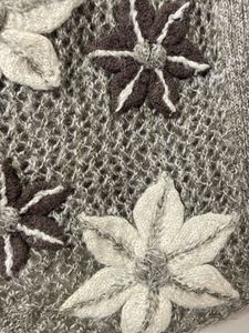 Grey Floral Knit Tank Top/ Half Sweater