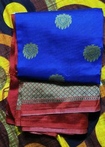 Red & Blue dual-tone soft silk saree ♥️💙