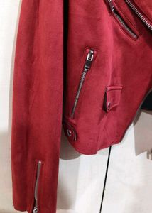 Red Suede Biker Jacket