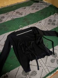 Black Tie-Front Cardigan