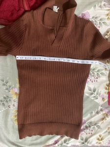 unisex Ribbed Knit Polo compression Pullover