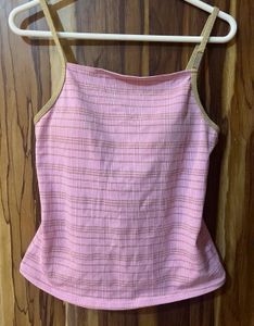 Pink Plaid Camisole Top with golden details