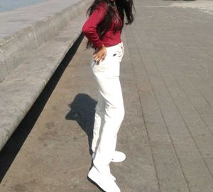 Cream Wide Leg Jeans
