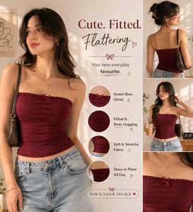 Cute Maroon Bow Tube Top
