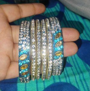Blue silver bangles