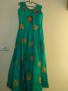 Embroidered Green Ethnic Gown