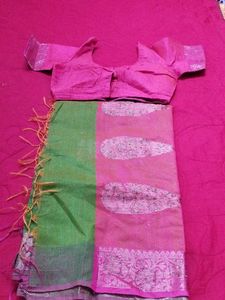 Beautiful Pink &amp; Green Saree