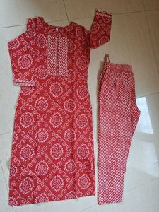 Bandhani Print "Yufta" Cotton Kurta Set