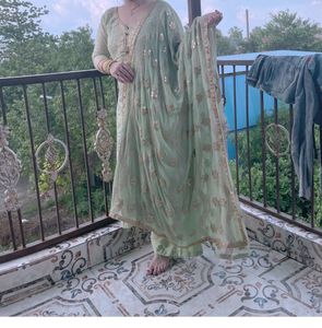 Mint Green Embroidered Salwar Kameez