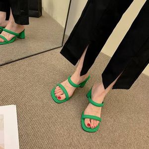 Chic Green Block Heel Sandals