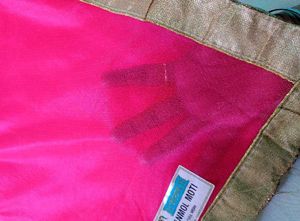 Elegant Pink Saree with Golden Border