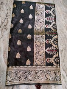 New coffee brown colour satin Silk saree with blou