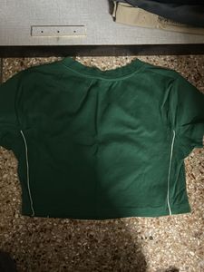 Green V-Neck crop Top with '10' Graphic