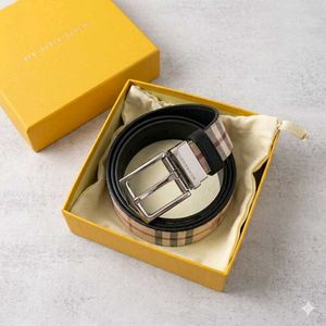 *BURBERRY MENS LEATHER BELT**REVERSIBLE*WD BOX