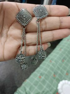 Oxidized Silver Jhumka Earrings
