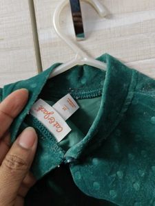 Green Velvet Polka Dot frock