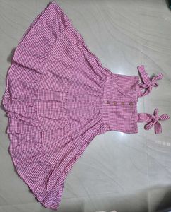 Pink Gingham Tie-Strap Dress