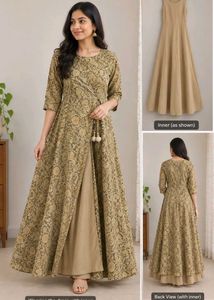 Front-Open Anarkali Gown With Beige Inner