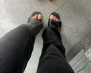 Stylish Black Slip-On Sandals