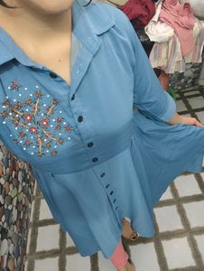 Chic Blue Embroidered dress